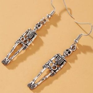 Silver Skeleton Drop Halloween Earrings